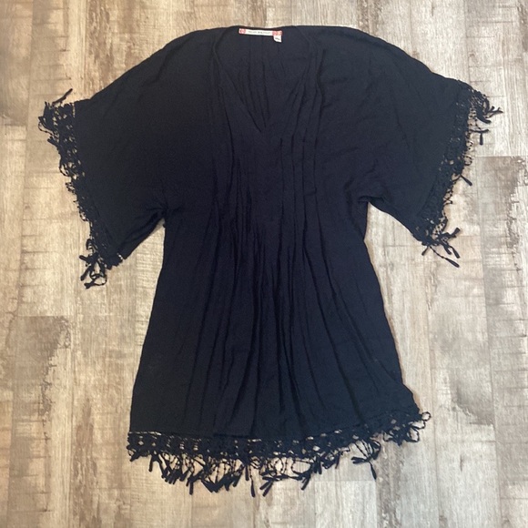 Chelsea & Violet Black Crochet Tassle Dress Large - Picture 3 of 7